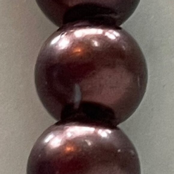 VINTAGE Brown Faux Pearl 18 KGP 19" Single Strand Necklace - Picture 14 of 14